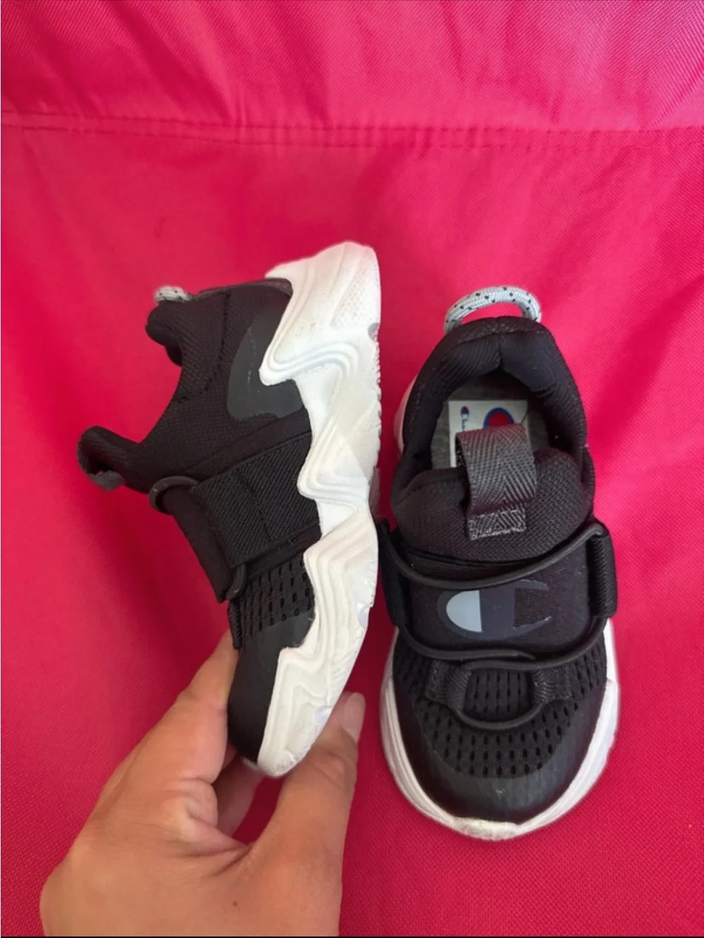 Champion Kids' Black and White Athletic Sneakers- Slip On